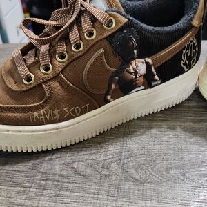 Travis Scott Nike Air Force 1 Brown and Black Sneakers SIZE 5Y, Euro 37.5